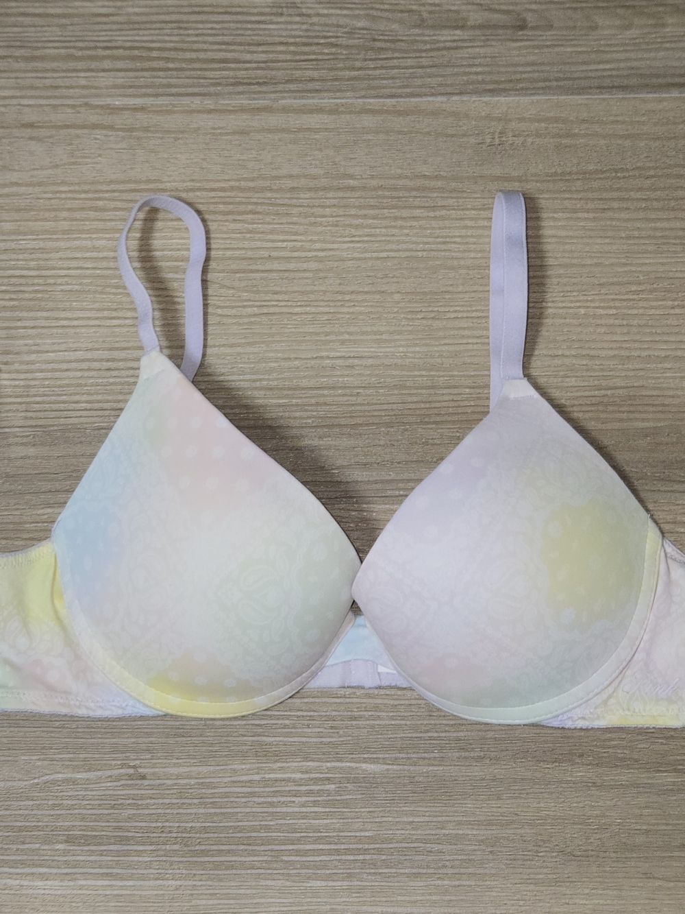 Victoria's Secret Pastel Multicolor T-Shirt Bra - Lavender Straps